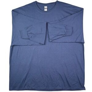 Gildan Ultra Cotton Mens 3XL Navy Blue Long Sleeve T-Shirt Heavyweight Basic Tee